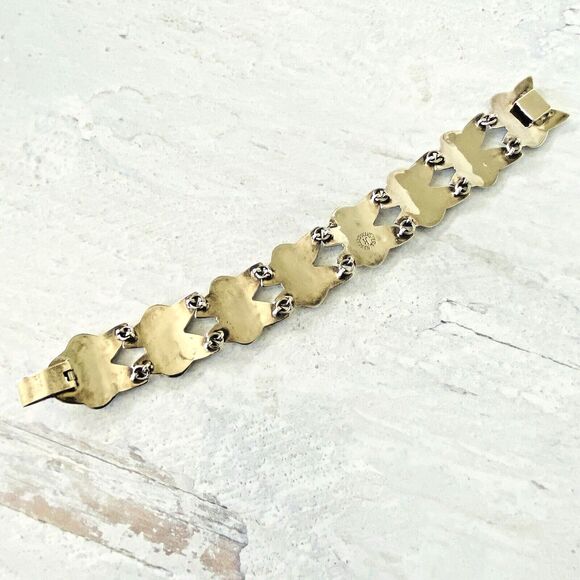 Vintage Signed Mexican Sterling Silver Abalone Inlay Bracelet Stylized Design - Picture 6 of 9